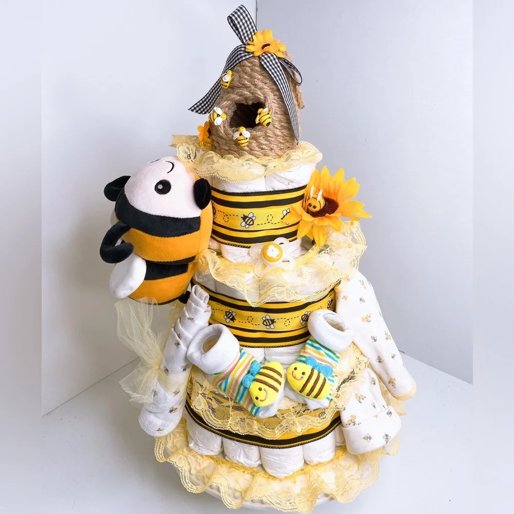 Bee Diaper Cake, Bee Baby Shower Gift